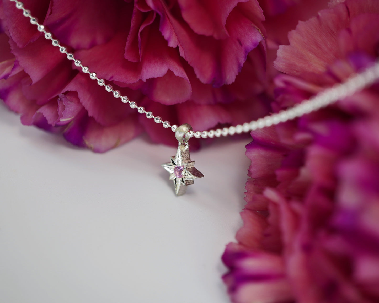 Collana Asterin con zaffiro rosa