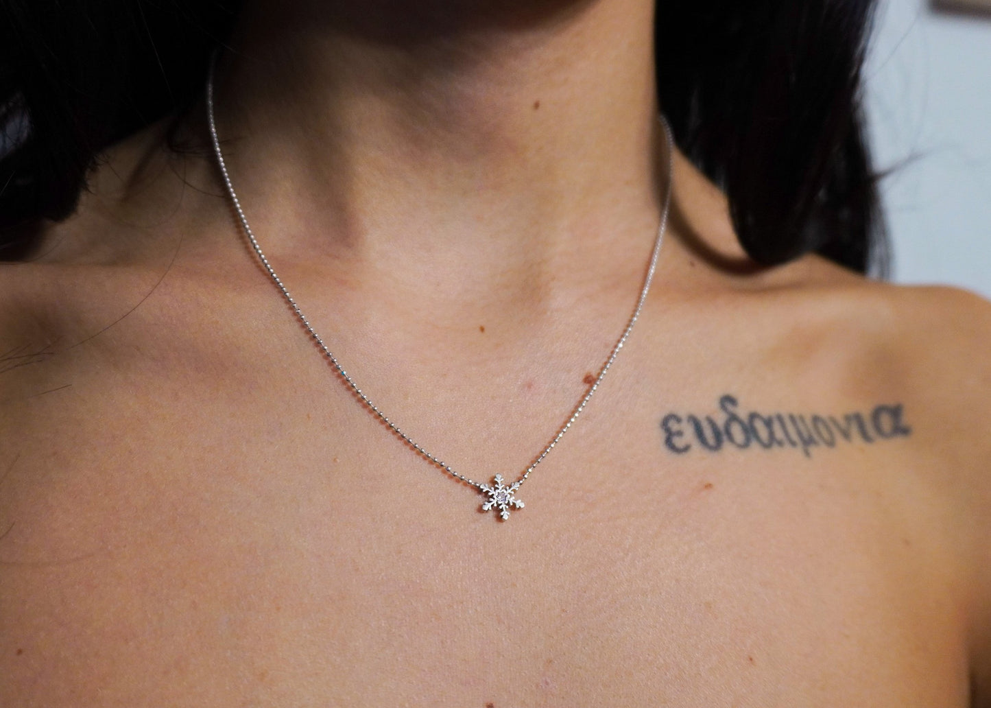 Fiore di Neve 3  - Collana con diamante